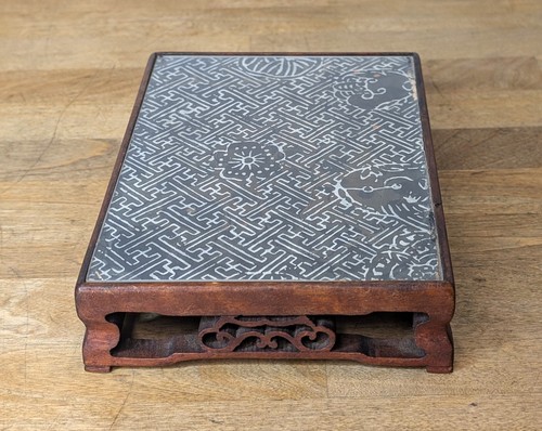 Vintage carved hardwood stand - vintage,